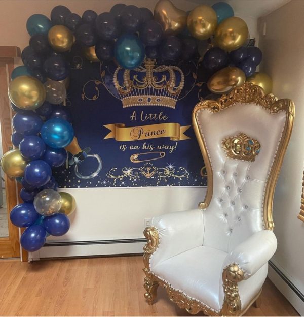Gold White Throne Chair Crown