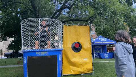 A GIF of how a dunk tank works.