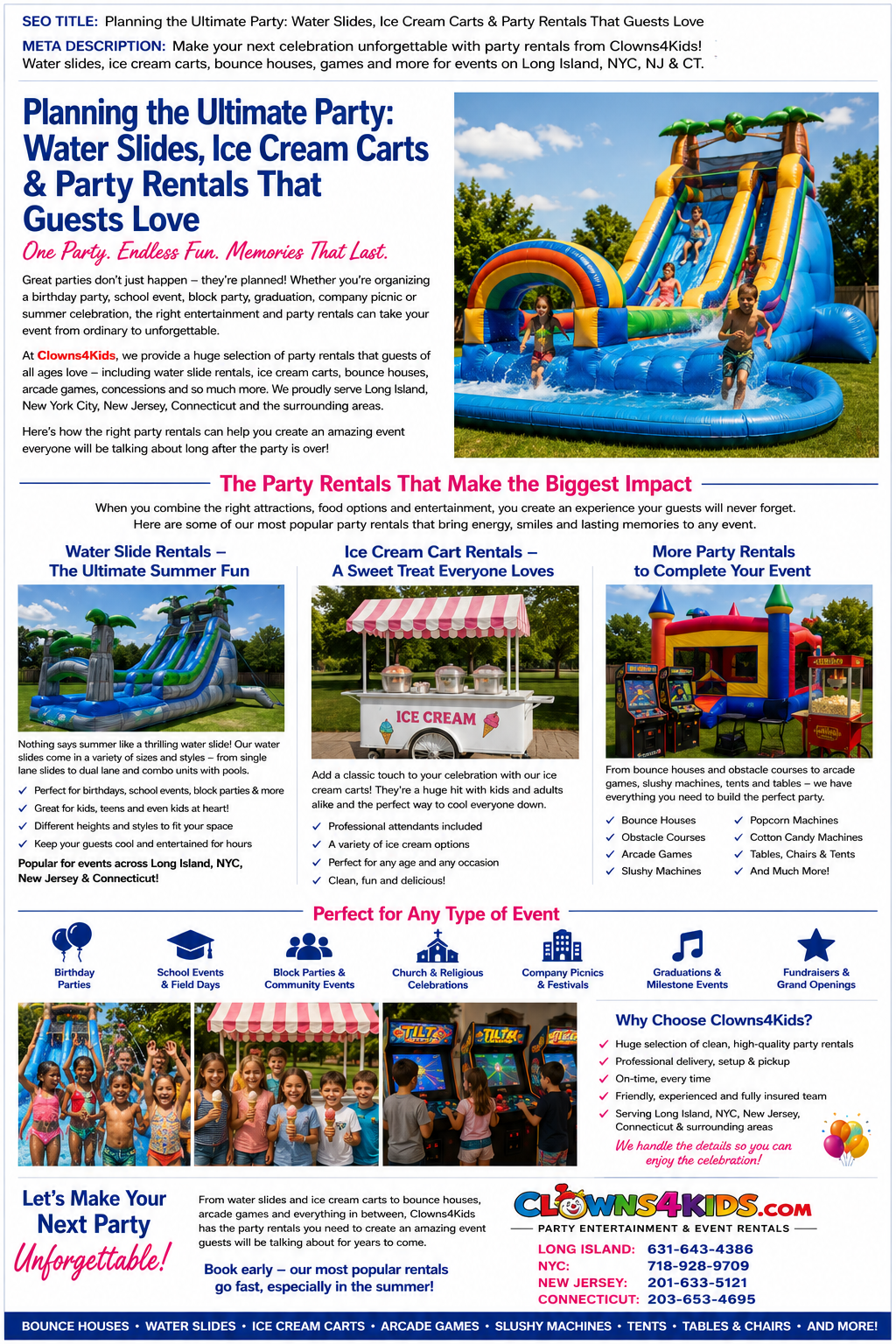 water slide party rentals